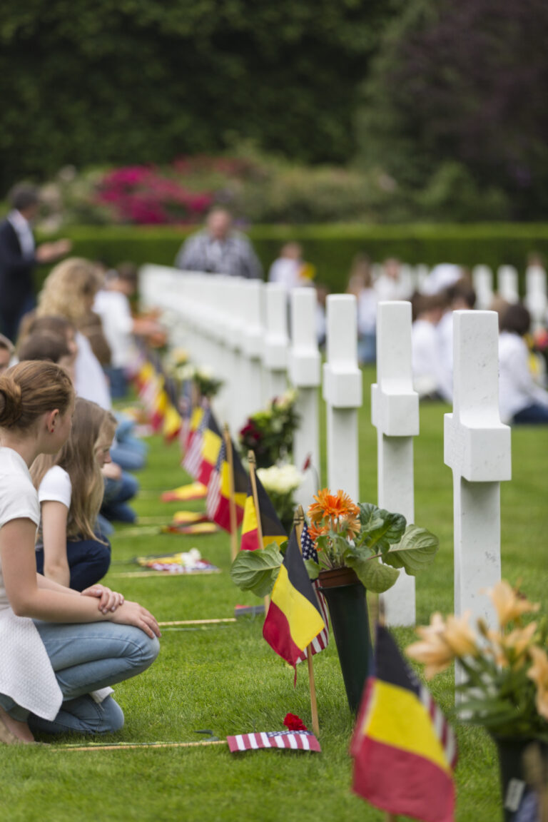 Local students sang the Star-Spangled Banner during 2016 Memorial Day Ceremony at Flanders Field American Cemetery.