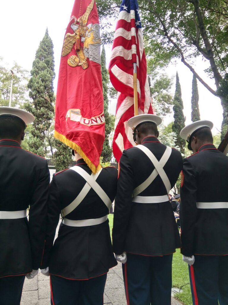 A Marine Corps Honor Guard participated in the 2017 Memorial Day Ceremony at Mexico City National Cemetery. Image courtesy of Victor Manuel Serrano.