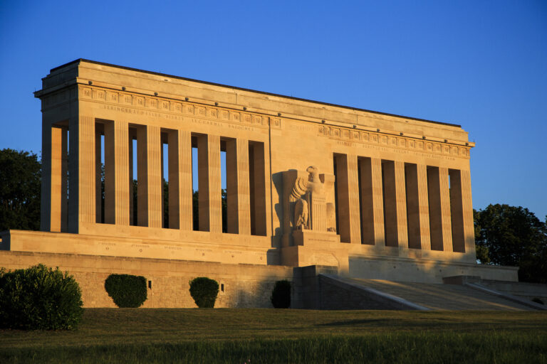 The Chateau-Thierry American Monument commemorates the service of those Americans and French who fought in this region. Photo Credit: Warrick Page/American Battle Monuments Commission.