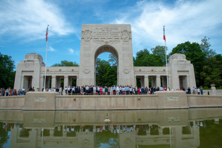 Americans and French gathered at Lafayette Escadrille Memorial Cemetery for the 2018 Memorial Day Ceremony. Image courtesy of Chantal Mistral-Bernard.