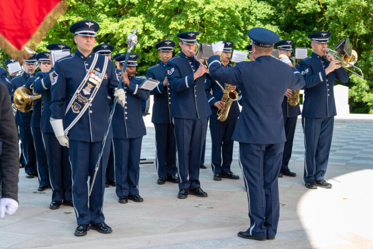 Airmen played during the 2018 Memorial Day Ceremony at Lafayette Escadrille Memorial Cemetery. Image courtesy of Chantal Mistral-Bernard.