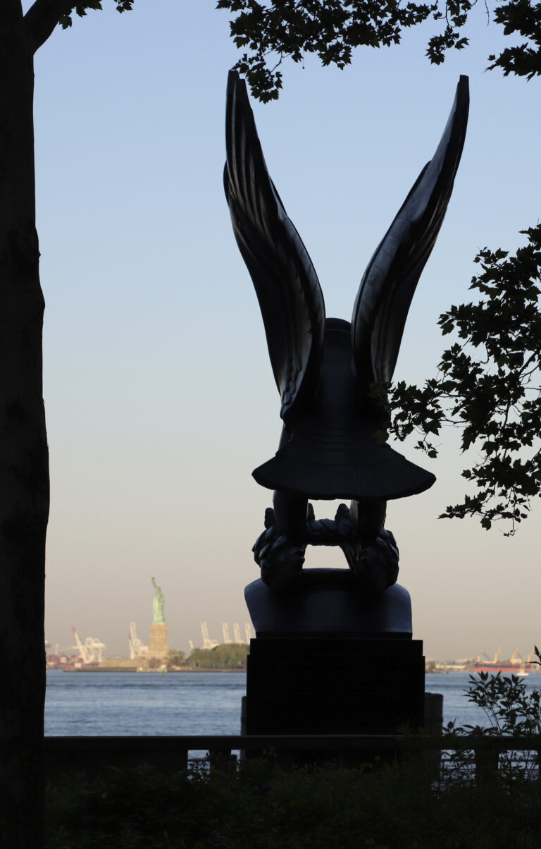 The East Coast Memorial looks out towards the Statue of Liberty.