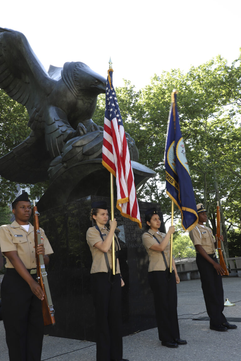 NJROTC students served as the Color Guard during the Battle of the Atlantic 75th Anniversary Ceremony at the East Coast Memorial in May 2018.