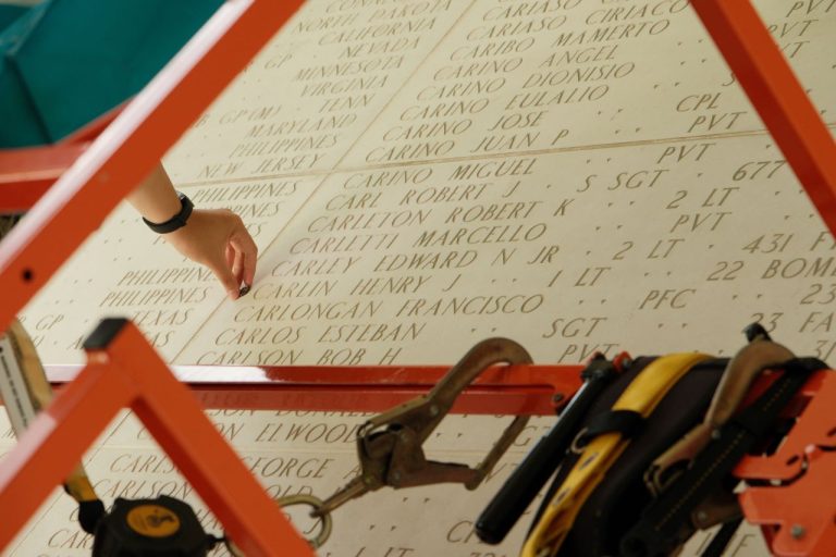 A rosette is added next to the name of 1st Lt. Henry J. Carlin at Manila American Cemetery.