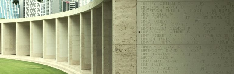 The Walls of the Missing at Manila American Cemetery include the names of more than 36,000 service members (ABMC photo)