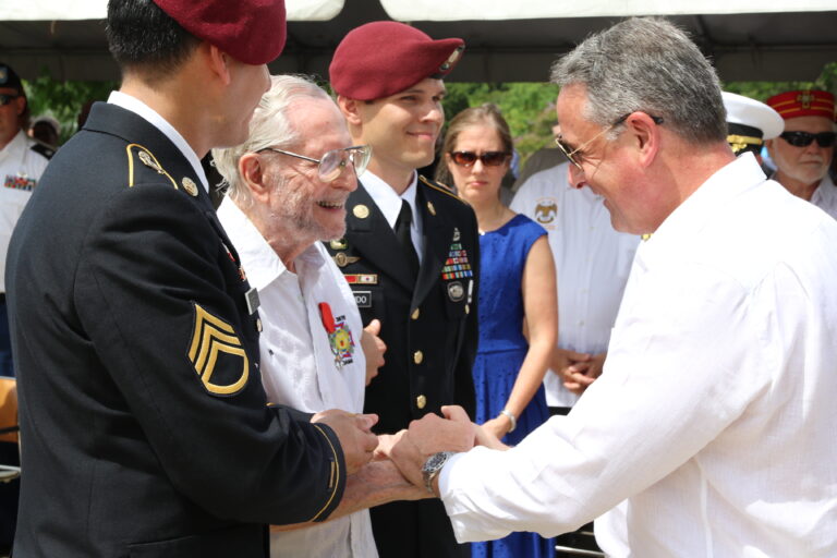 World War II veteran Herbert Friedlander received a special honor during the 2016 Memorial Day Ceremony at Corozal American Cemetery in Panama. The French Ambassador awarded him the Legion D’Honneur for his service during the war. Friedlander flew 35 missions to include five targets in France. He fought in Normandy