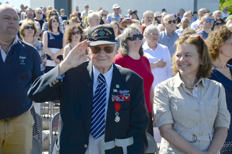 An American World War II veteran attended the 2017 Memorial Day Ceremony at Ardennes American Cemetery. Image courtesy of U.S. Embassy Brussels.