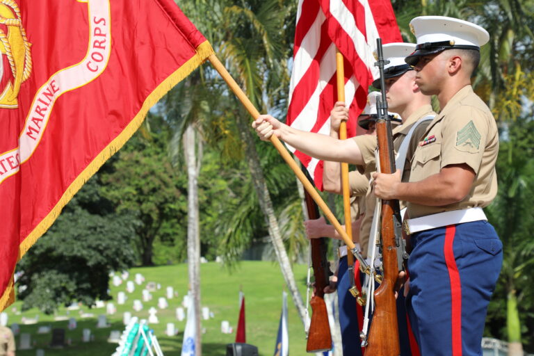 Marines served as the Color Guard during the 2018 Veterans Day Ceremony at Corozal American Cemetery in Panama. Image courtesy of U.S. Embassy Panama.