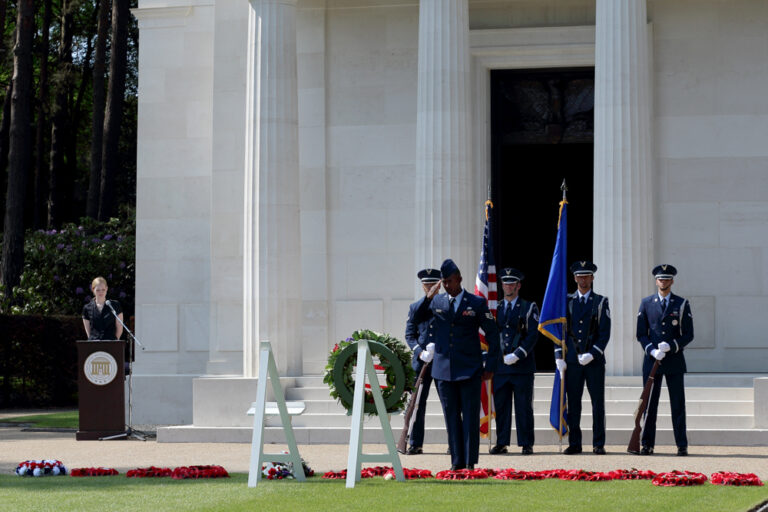 Wreaths were laid during the 2016 Memorial Day Ceremony at Brookwood American Cemetery. Image courtesy of Antony McCallum.