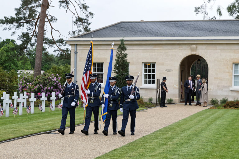 A U.S. Honor Guard participates in the 2017 Memorial Day Ceremony at Brookwood American Cemetery. Image courtesy of Anthony McCallum.