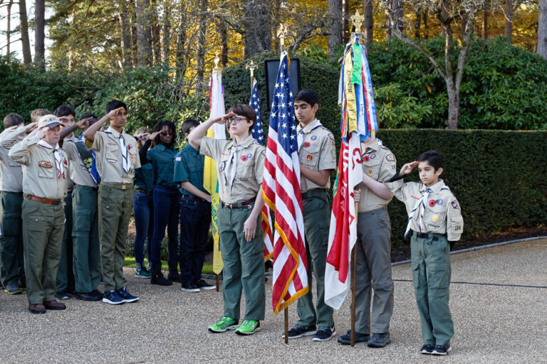 Boy Scouts participate in the ceremony at Brookwood American Cemetery. Image courtesy of Antony McCallum.