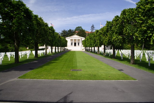 Picture of Suresnes American Cemetery with its chapel. Credit: American Battle Monuments Commission/ Robert Uth