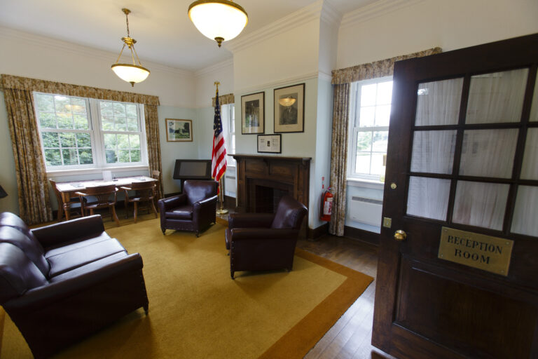 Staff at Brookwood American Cemetery are available in the visitor building to assist guests. Photo Credit: Warrick Page/American Battle Monuments Commission.