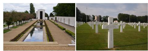 Pictures of Cambridge American Cemetery and Luxembourg American Cemetery. Credits: American Battle Monuments Commission/Robert Uth.