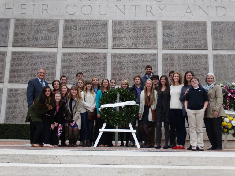 Students from Harding University of Florence presented a wreath during the 2015 Veterans Day Ceremony at Florence American Cemetery.