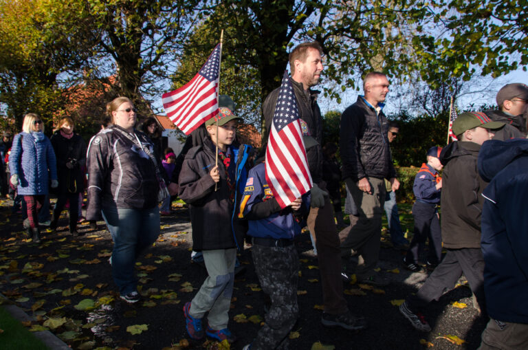 Boy Scouts participated in the 2016 Veterans Day Ceremony at Flanders Field American Cemetery. Image courtesy of Philippe Vanderdonckt.