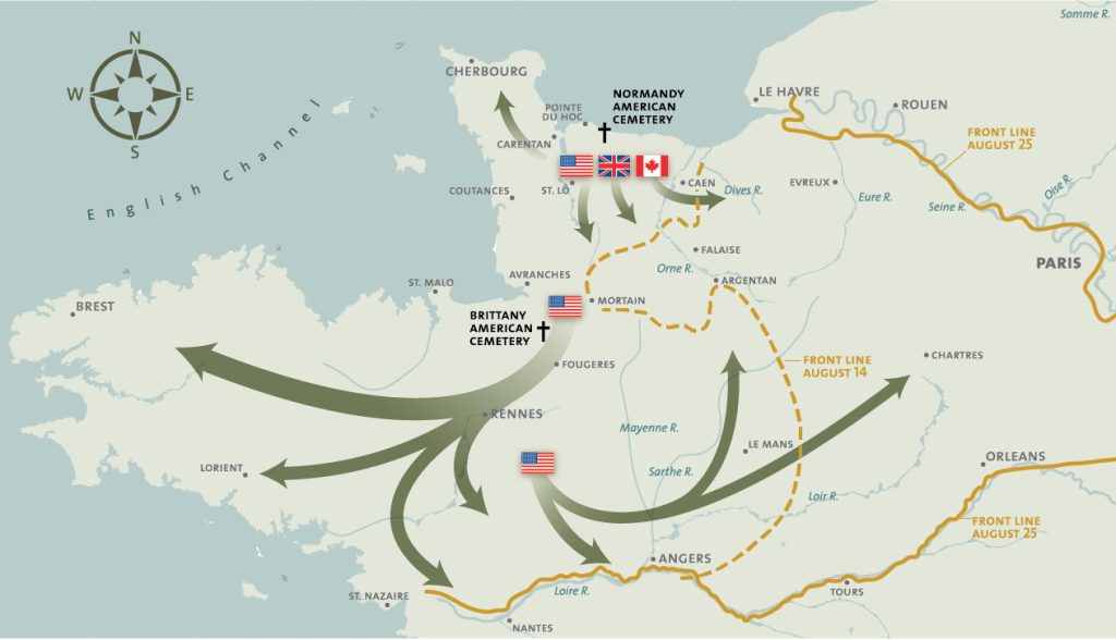 Breakout, Pursuit, and Liberation Brittany Map