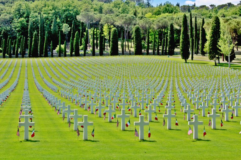 An Italian and American flag were placed in front of every headstone at Florence American Cemetery for the 2017 Memorial Day Ceremony.