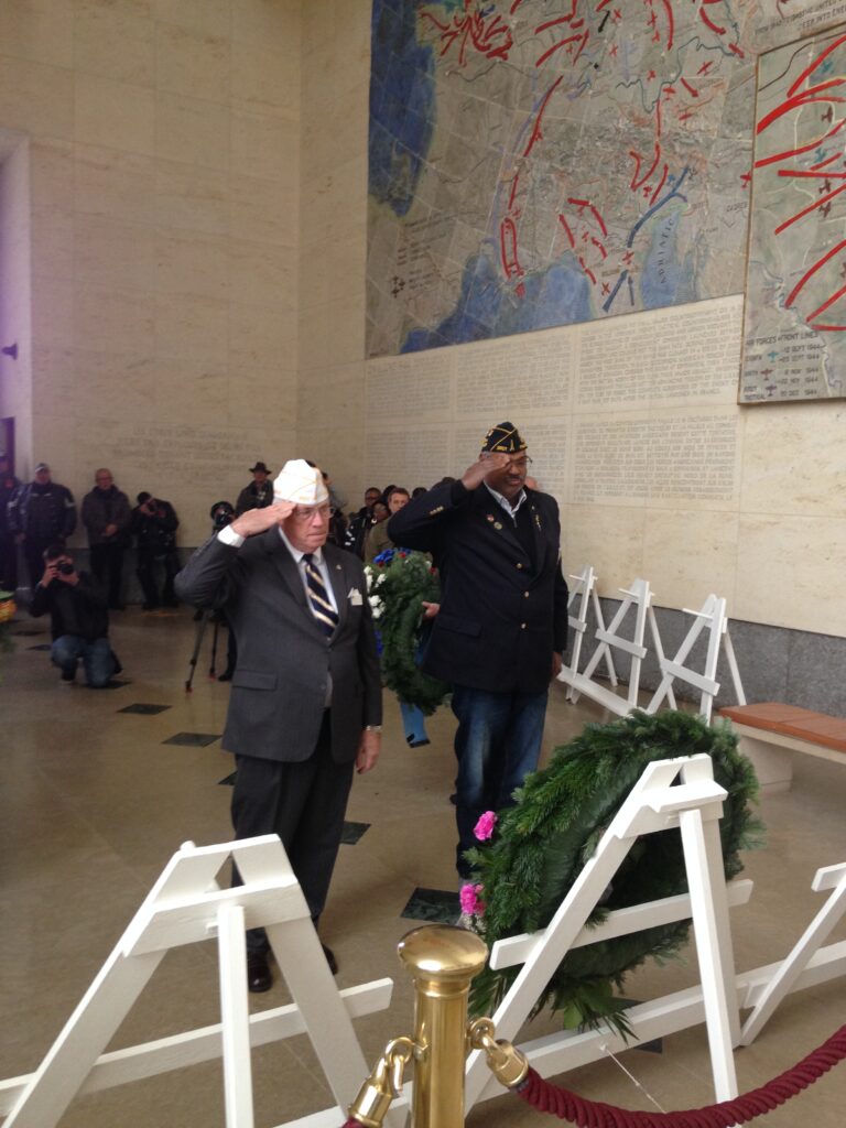 Veterans and local citizens gathered at Lorraine American Cemetery on Veterans Day 2016 for a wreath-laying ceremony in the chapel.