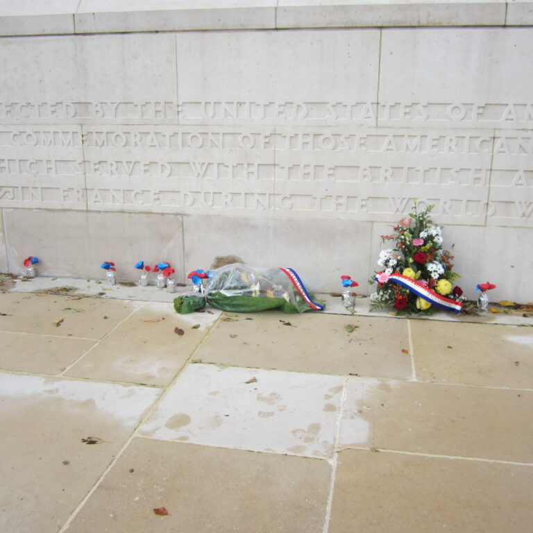 Flowers were placed at the Bellicourt American Monument as part of Veterans Day 2013.