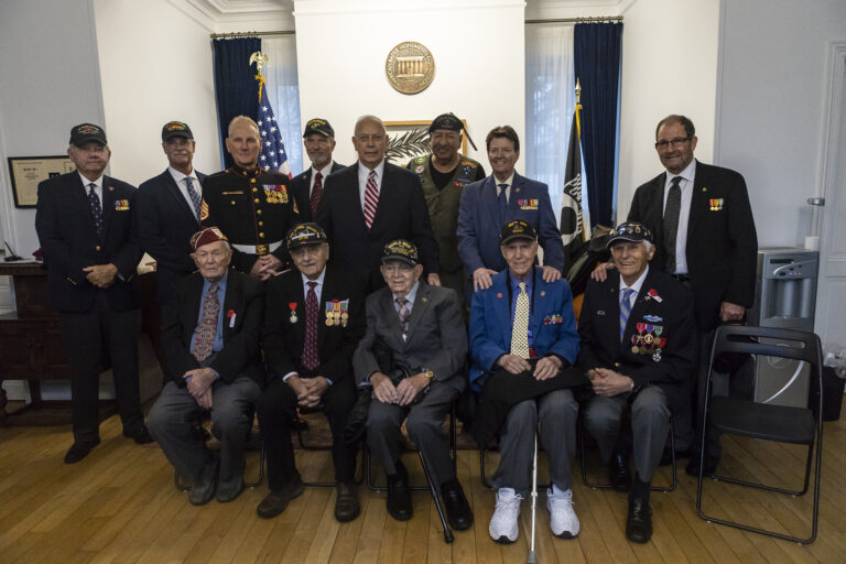 World War II veterans attended the ceremony at Suresnes American Cemetery to mark the 100th anniversary of the World War I Armistice.