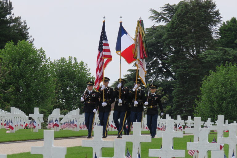 A U.S. Honor Guard participates in the 2017 Memorial Day Ceremony at Somme American Cemetery.