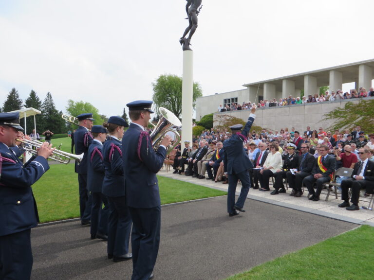 A military band performs during the 2016 Memorial Day Ceremony at Henri-Chapelle American Cemetery.