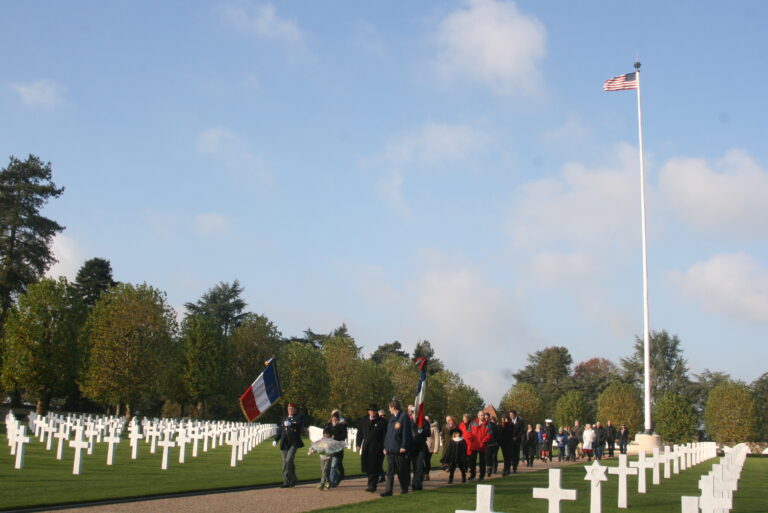 Local citizens gathered at Somme American Cemetery for the 2016 Veterans Day Ceremony. Image courtesy of Cedric Bonnouvrier.