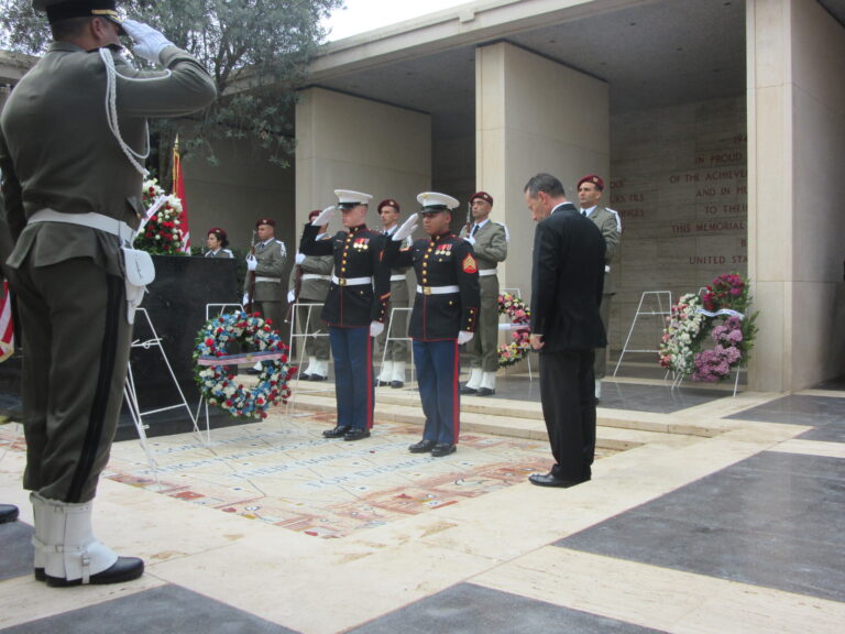 Ambassador Daniel Rubinstein laid a wreath during the 2016 Veterans Day Ceremony at North Africa American Cemetery.