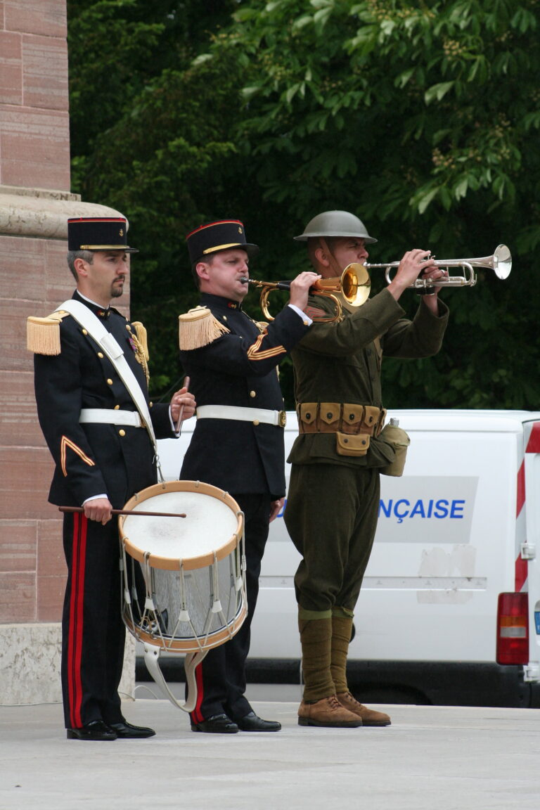 Taps is played during the Memorial Day 2015 Ceremony at Oise-Aisne American Cemetery.