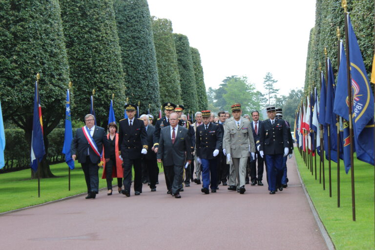 Members of the official party arrive during the 2016 Memorial Day Ceremony at Normandy American Cemetery.