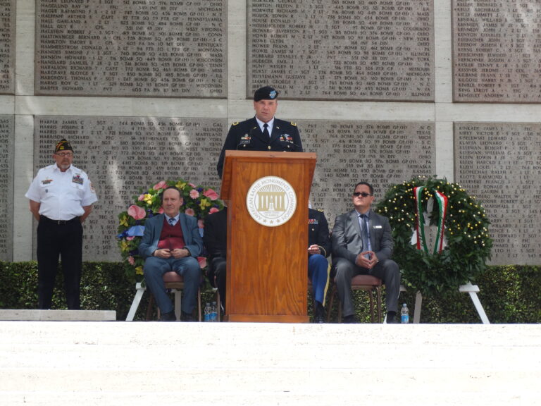 Lt. Gen. Ben Hodges delivers remarks during the 2016 Memorial Day Ceremony at Florence American Cemetery.