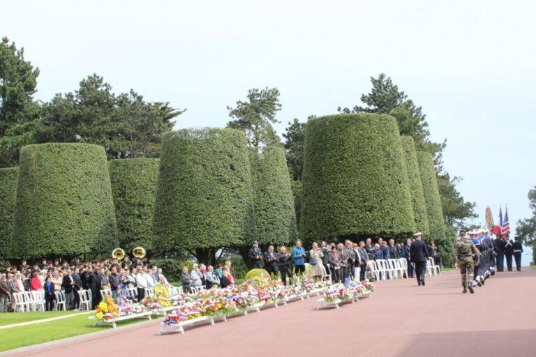 Many wreaths were laid during the 2015 Memorial Day Ceremony at Normandy American Cemetery.