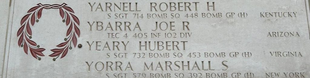 Netherlands American Cemetery installed a rosette Dec. 8 signifying that U.S. Army Air Forces Staff Sgt. Hubert Yeary has been accounted for