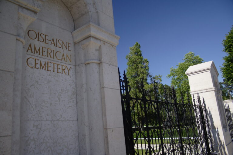 Entrance gate at Oise-Aisne American Cemetery in France