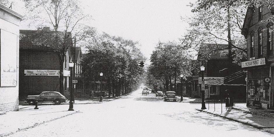 A view of Michigan Avenue in Buffalo, New York from the 1950s. 