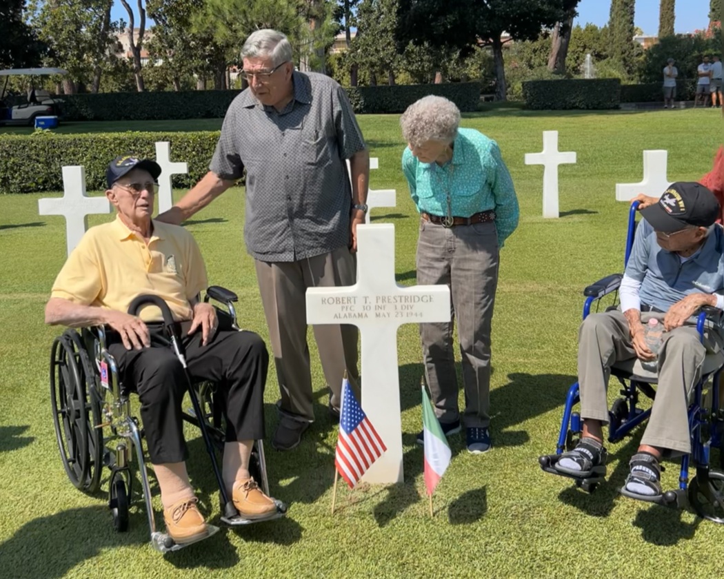 Travis Prestridge was accompanied by his wife, Arneta, and WWII veterans Arthur Shak and Donald Brower who fought in Italy during WWII.