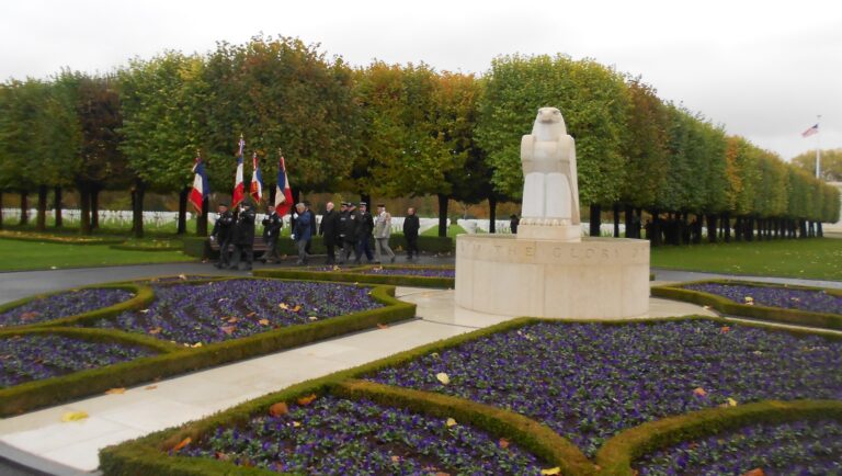 Flag bearers participated in the 2016 Veterans Day Ceremony at St. Mihiel American Cemetery.