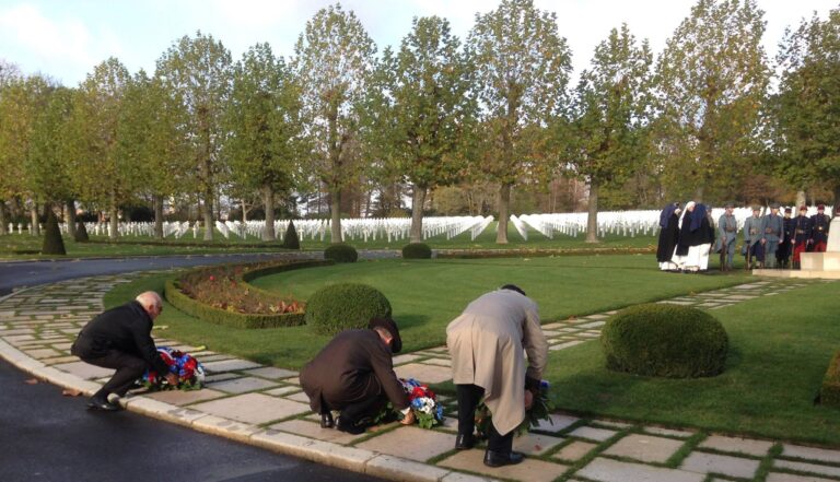 Local citizens and reenactors gathered at Oise-Aisne American cemetery for the 2016 Veterans Day Ceremony