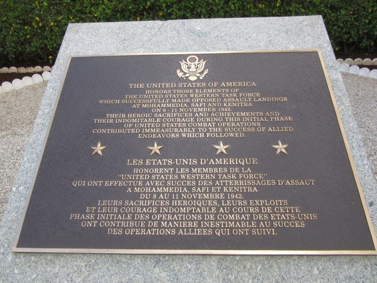 The Western Naval Task Force Marker in Morocco commemorates the U.S. Western Task Force