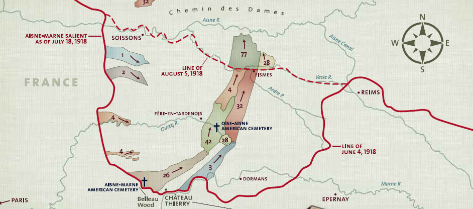 Aisne-Marne and Oise-Aisne Offensives Historical Map